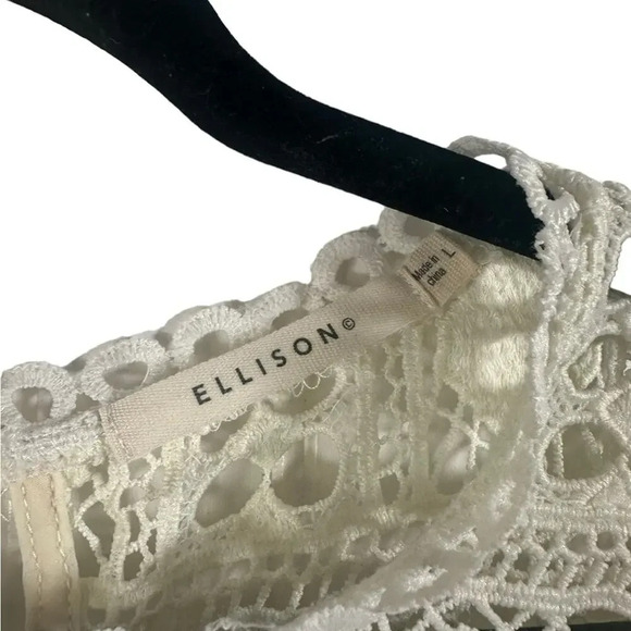 Ellison Off White Boho Lace Crochet Bell Sleeve with Liner‎ Blouse Size Large - Picture 2 of 4